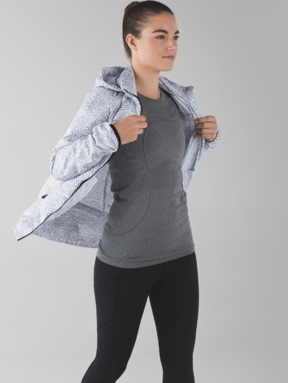 Lululemon athletica White Jacket with Black Speckle Print